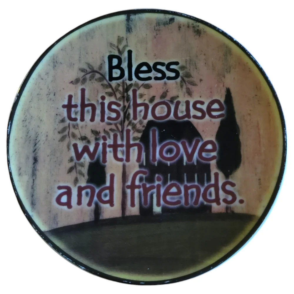 Vtg Sandra Design Decor Plate Bless This House With Love & Friends